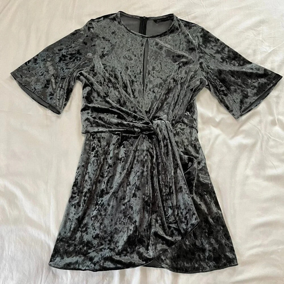Zara Velvet Gray Dress - Picture 1 of 6